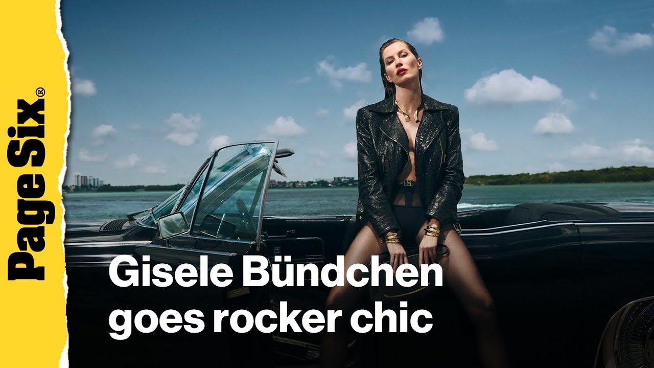 Gisele Bündchen goes rocker chic in leather look including thigh-high boots