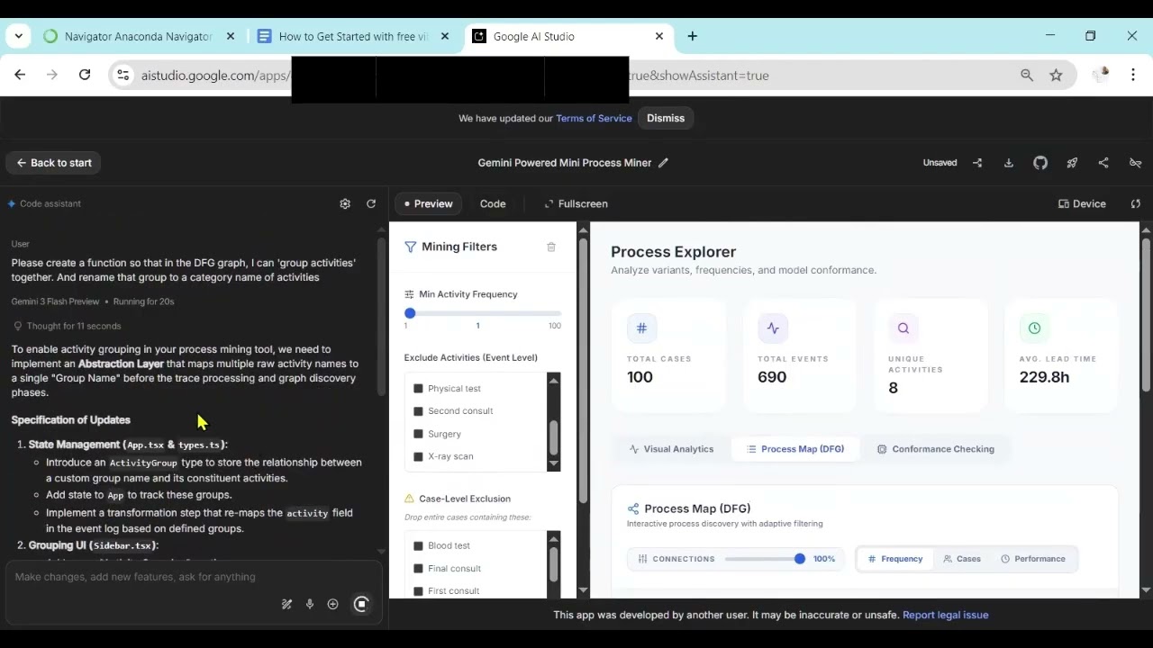 𝐕𝐢𝐛𝐞 𝐂𝐨𝐝𝐢𝐧𝐠 𝐰𝐢𝐭𝐡 𝐆𝐨𝐨𝐠𝐥𝐞 𝐀𝐈 𝐒𝐭𝐮𝐝𝐢𝐨: 𝐁𝐮𝐢𝐥𝐝𝐢𝐧𝐠 𝐑𝐞𝐚𝐥 𝐏𝐫𝐨𝐜𝐞𝐬𝐬 𝐈𝐧𝐭𝐞𝐥𝐥𝐢𝐠𝐞𝐧𝐜𝐞 𝐟𝐨𝐫 𝐅𝐫𝐞𝐞