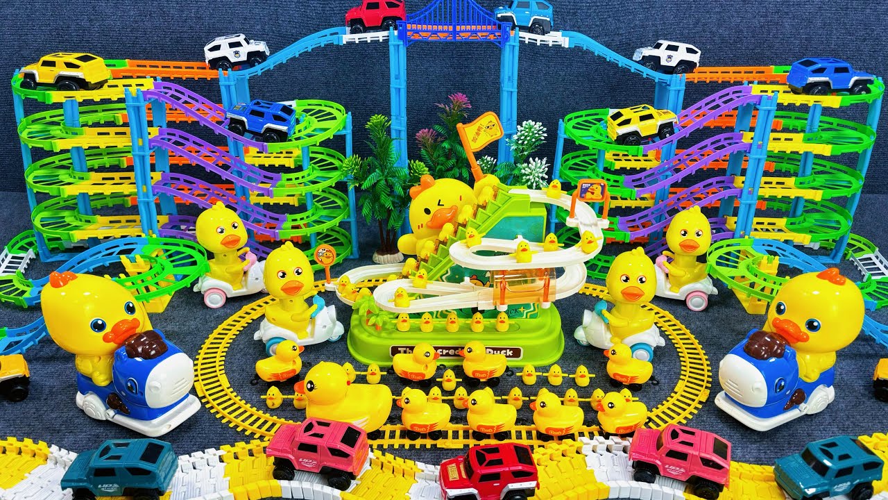 13 minutes of satisfying Duckling Track Roller Coaster and Off road Car Track toy ASMR | Toy review
