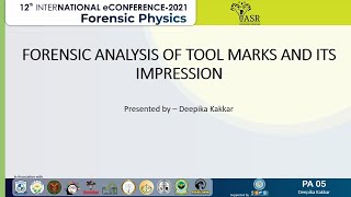Forensic Analysis of Tool Marks and Its Impressions | Paper 5