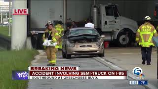 Semi crash on I-95 southbound in West Palm Beach