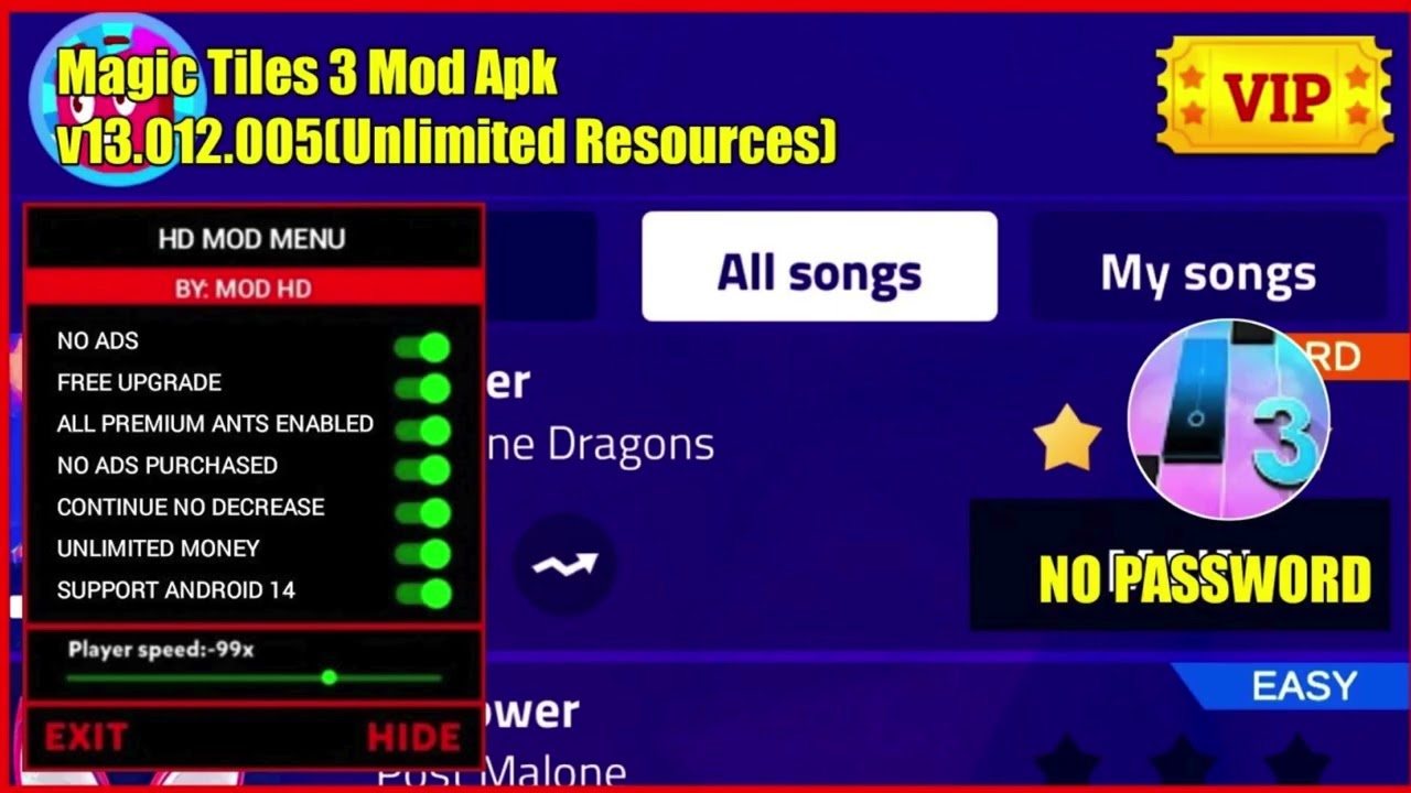 Magic Tiles 3 Mod Apk Vip Unlocked Latest Version All Songs Download Auto Play Money Piano Tudo