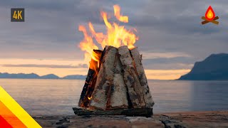 Arctic ocean 🔥 campfire (12 hours 4K)