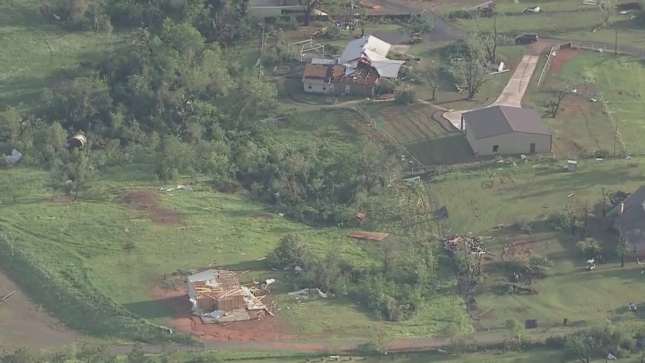 Aerials of storm damage in central Oklahoma