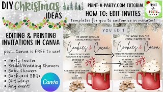 HOLIDAY | CHRISTMAS DIY: How to edit beautiful HOLIDAY invitations online in minutes! From home!