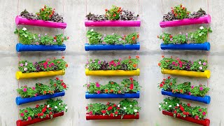 Make Beautiful Hanging Gardens Flower Pots with Plastic Pipe, Amazing Vertical Gardening