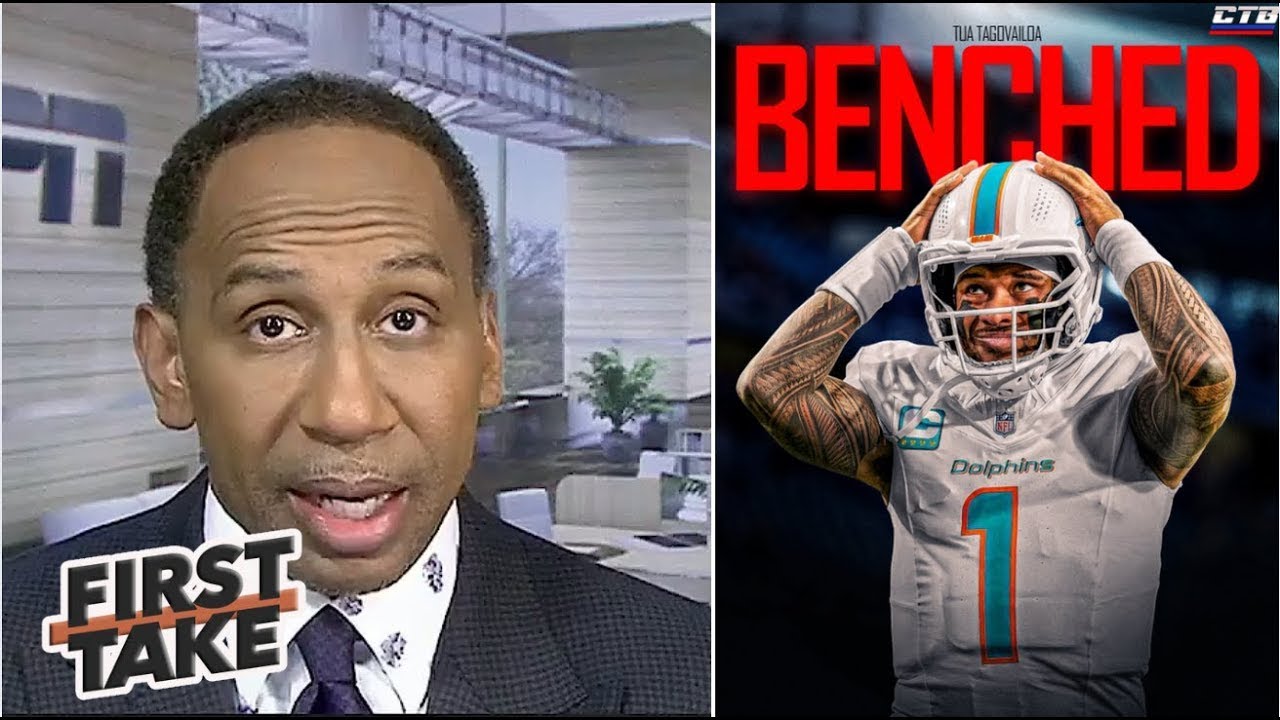 FIRST TAKE | Stephen A. shocked as Dolphins BENCH Tua Tagovailoa for Quinn Ewers