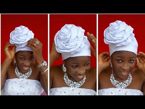 How to sew rose auto gele step-by-step with aso-oke - YouTube