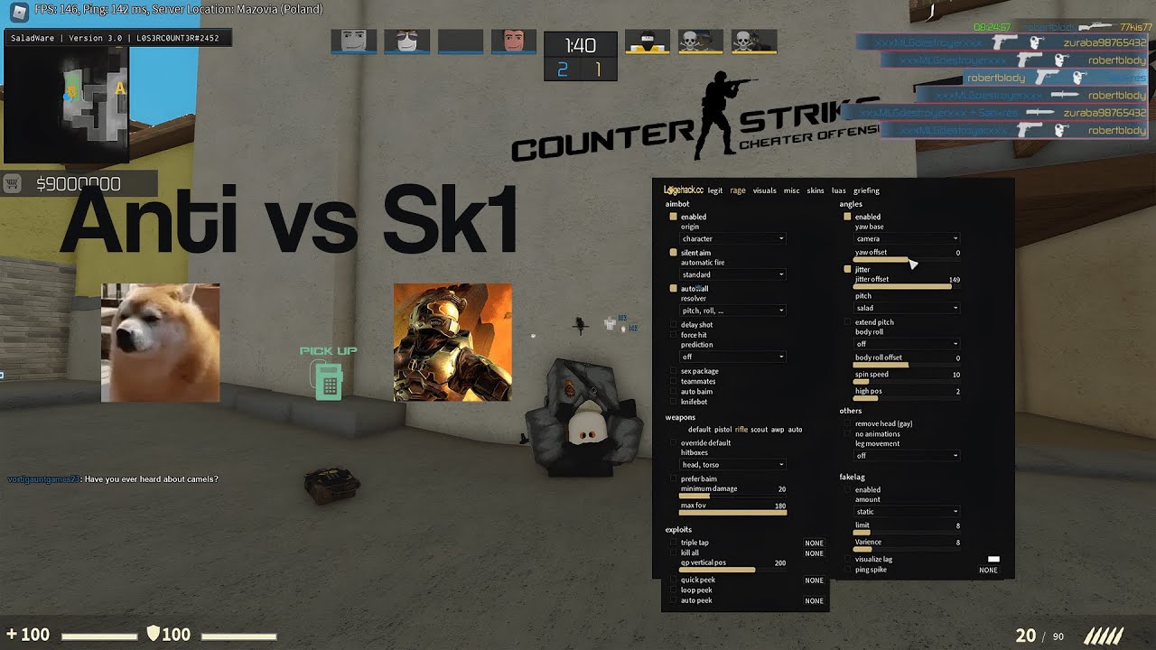Anti vs Sk1 in Counter Blox HvH YouTube