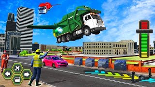City Flying Garbage Truck Driving Simulator Game - Best Gameplay HD screenshot 5