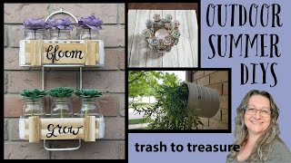 Outdoor Summer DIYS~Using Trash to Create Treasure~Farmhouse and Industrial Outdoor Decor