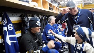 Several vips visited the toronto maple leafs alumni dressing room
between periods of saturday's fundraising hockey game in tillsonburg,
ont. for a meet and g...