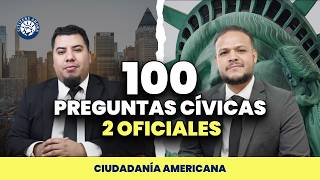 100 Preguntas Cívicas de Ciudadanía Americana 2026 | Practica con 2 Oficiales