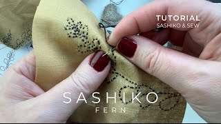 SASHIKO TUTORIAL :: FERN - Trace design from pattern, stitch, start change thread & finish