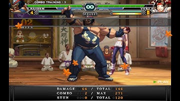 RAIDEN Vs  YURI, COMBO TRAINING | The King of Fighters-A 2012(F)