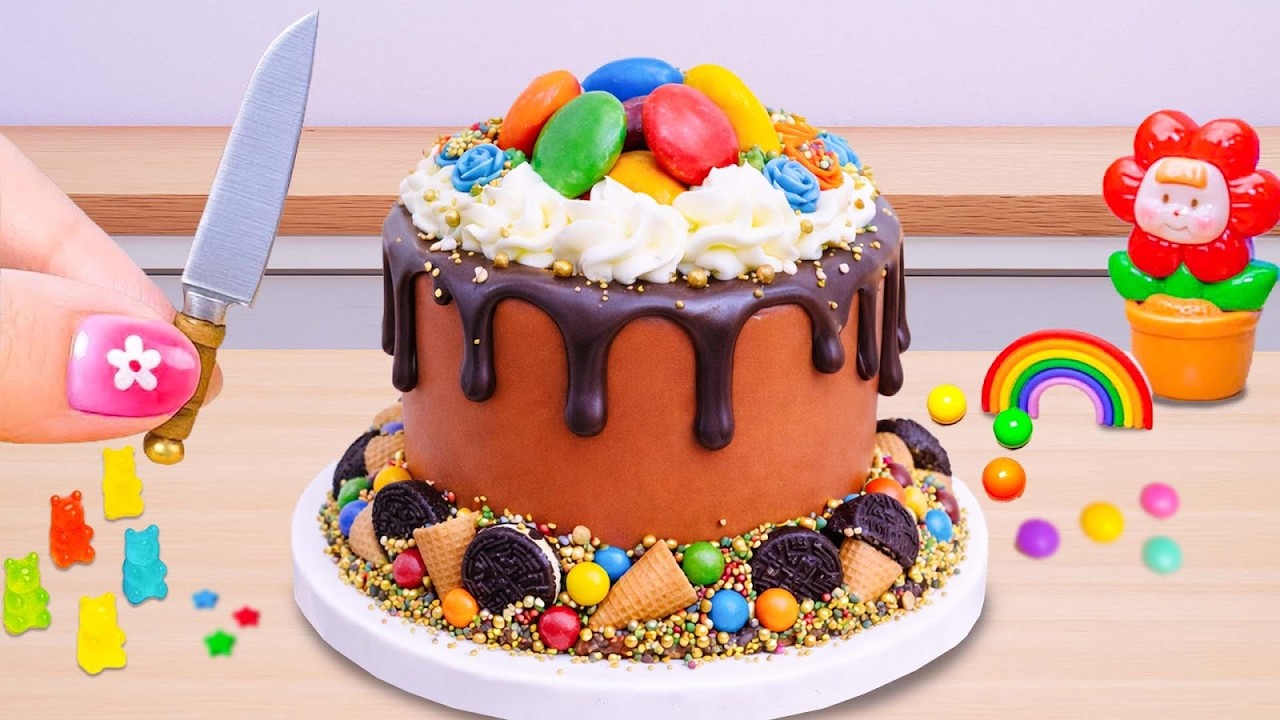 🍫 Chocolate Candy Mini Drip Cake 🎂 with Colorful Sweet Toppings 🌈✨