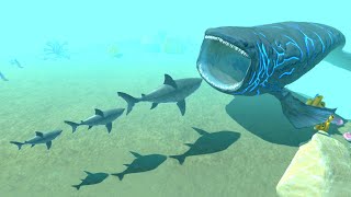 Small To Giant Megalodon Vs Bloop - Animal Revolt Battle Simulator