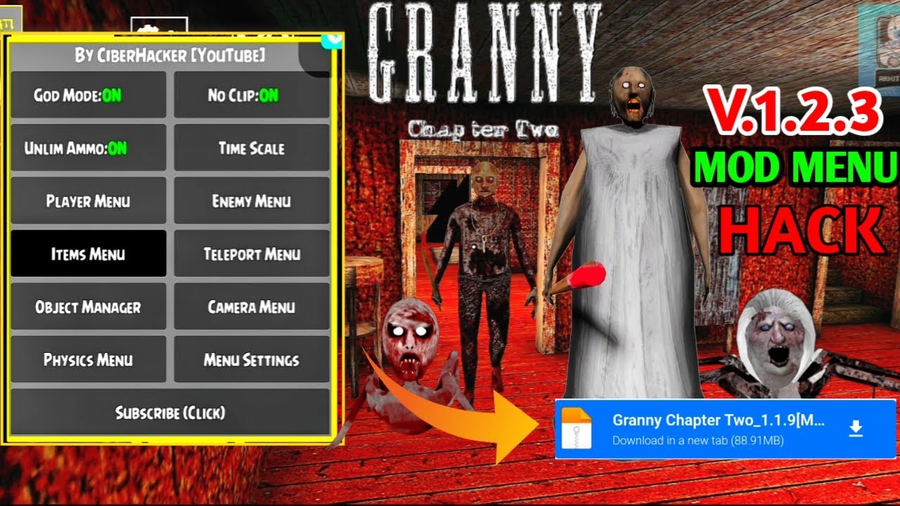 GRANNY CHAPTER TWO MOD MENU 😱 | V.1.2.3 MOD MENU HACK 
