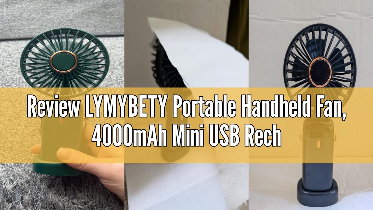 Review LYMYBETY Portable Handheld Fan, 4000mAh Mini USB Rechargeable Fan with Digital Display, Small