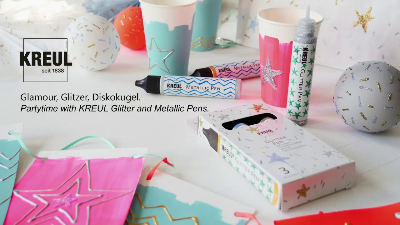 Glamour, Glitzer, Diskokugel – Partydeko mit KREUL Glitter Pen und Metallic Pen