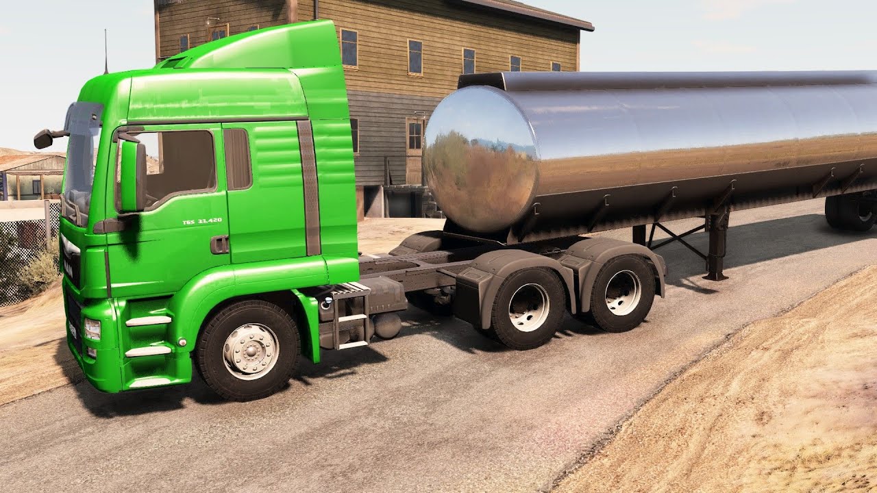 BeamNG Drive - 6x4 MAN TGS Transporting 34 Tons of Milk on the Small Island USA