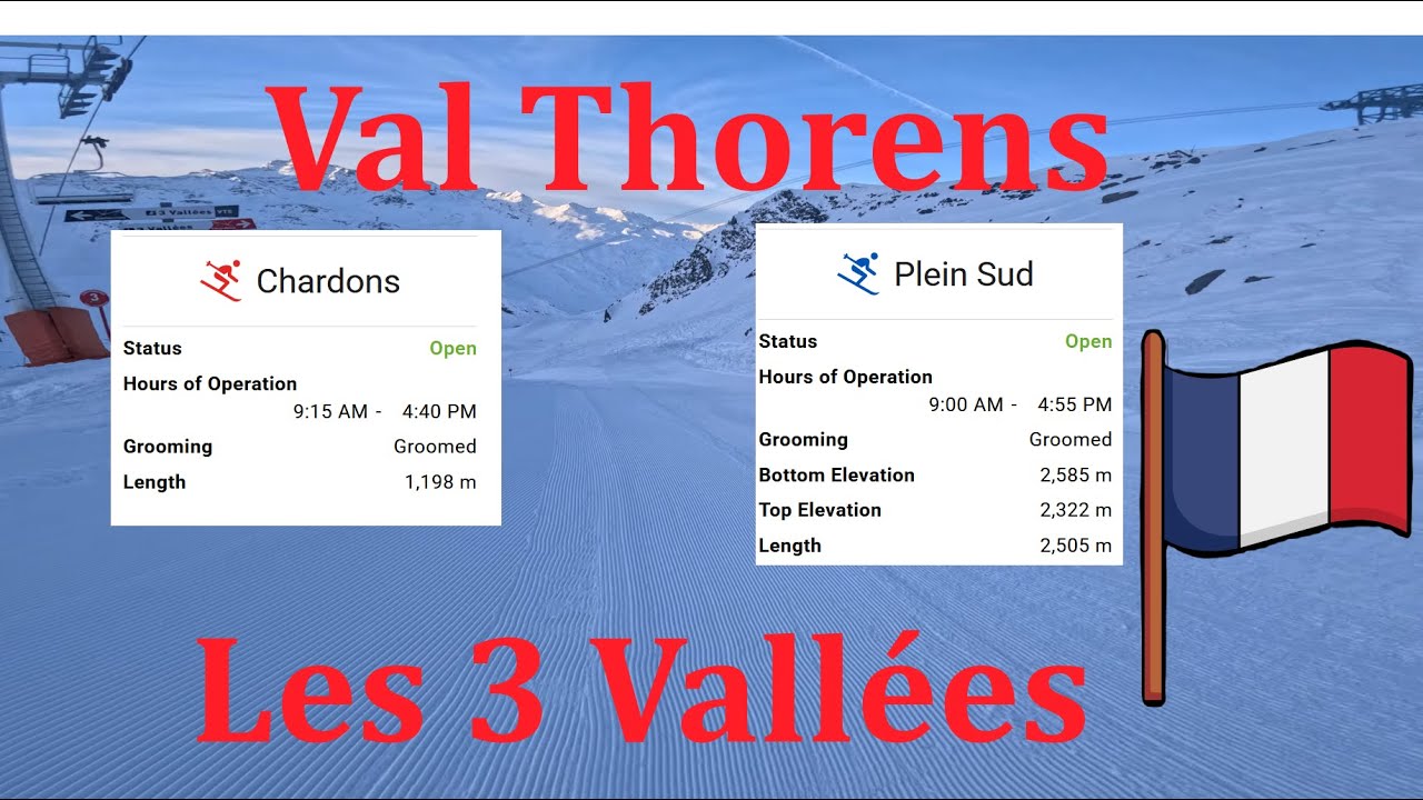 [4K] POV Skiing red and blue pistes 'Chardons' and 'Plein Sud' in Val Thorens, Les 3 Vallées, 2026
