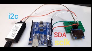 saleae logic analyzer clone  i2c tryout (SDA SCLK)probing a DUT...