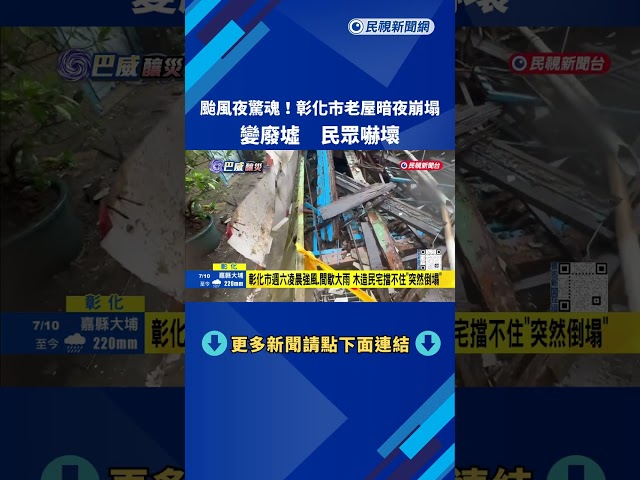 颱風夜驚魂! 彰化市老屋"崩塌變廢墟" 周邊住戶嚇壞－民視新聞
