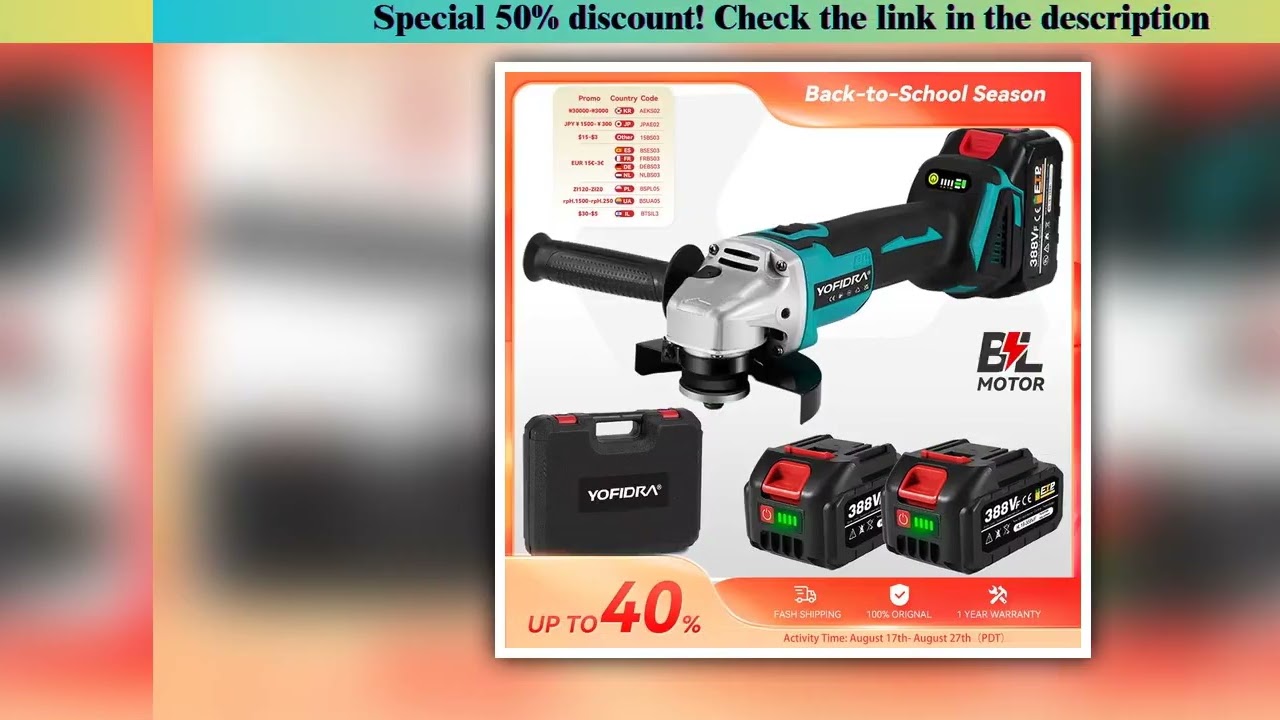 Get Yofidra 100/125mm meuleuse d'angle sans brosse rÃ©glage Variable meulage sans fil coupe outil de