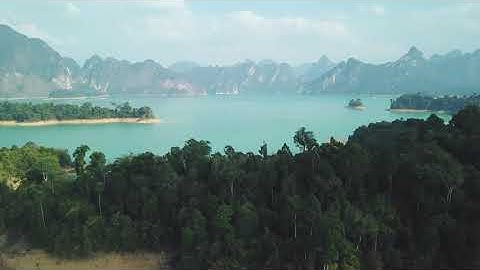 Turquoise blue water bay from above