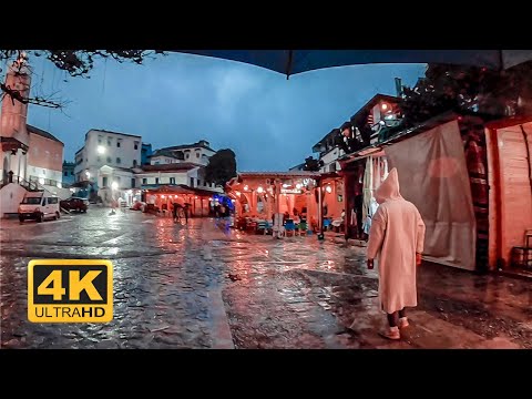 ☔️ جولة في شفشاون تحت الشتاء سيرا على الأقدام Walking Tour of Chefchaouen in the Rain 🌨