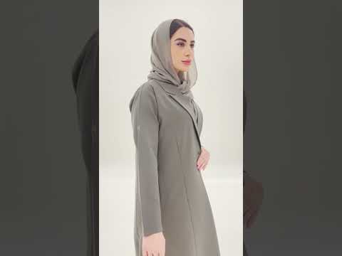  7200 عباية زيتي كريب رسمية بياقة 