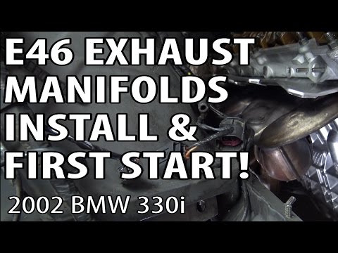 BMW E46 Exhaust Manifolds Install & First Engine Start Up! DIY #m54rebuild 28
