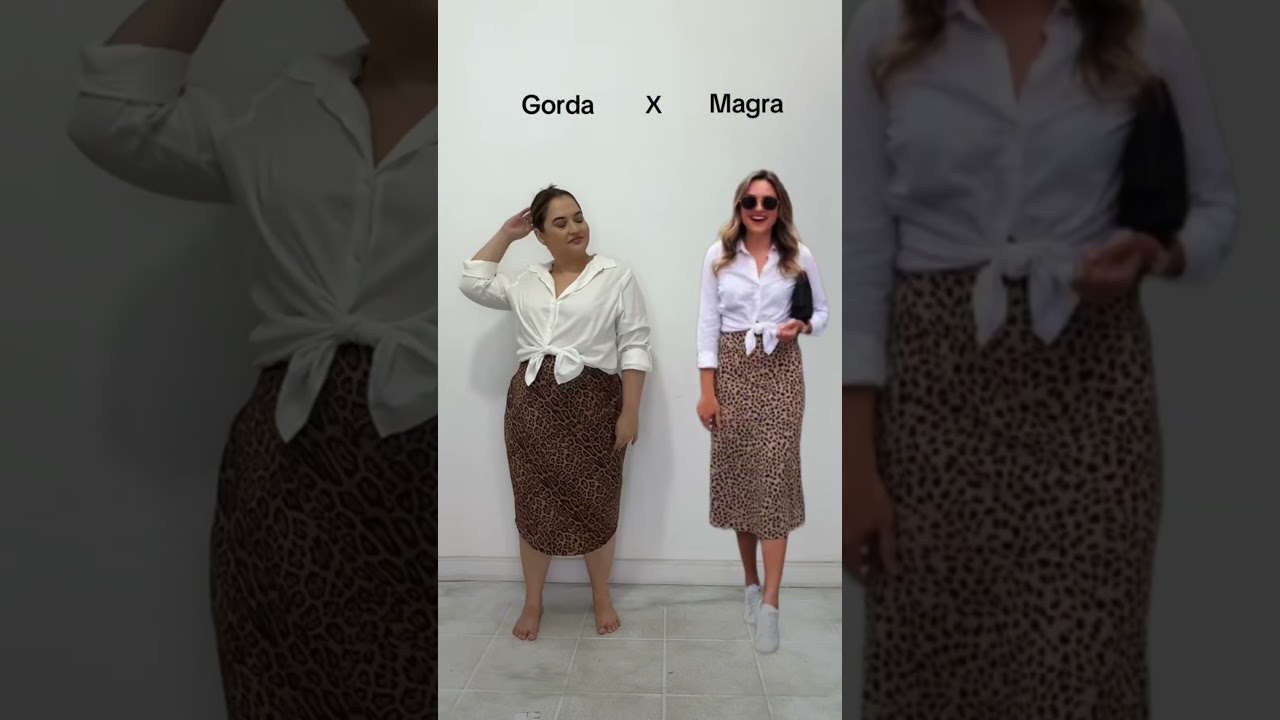 Look plus size com saia de onça 