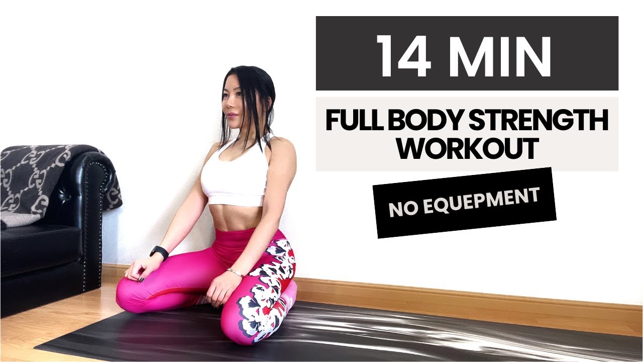 🍑🦵👙💪14 MIN FULL BODY STRENGTH WORKOUT no equipment, apartment