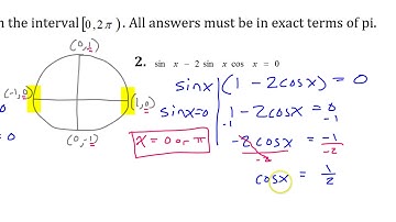Day 9 HW (1 to 5) Solving Trig Equations