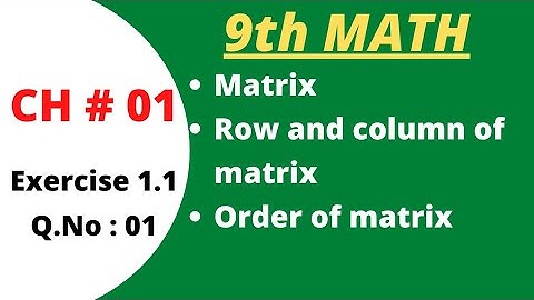 Class 9th maths/ Chapter 1(Matrices and Determinants) / Exercise 1.1/ Question no. 1/ lecture 001