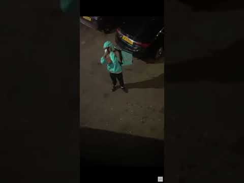 DELIVEROO DRIVER EATS CUSTOMERS FOOD AS SHE REFUSES TO GO DOWN AND PICK IT UP FUNNY 