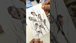 How to Paint Watercolour Birds using Thumb Impressions | Watercolor Tips #painting #watercolor #bird