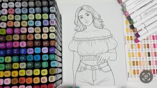 Beautiful Girl Coloring Page | Relaxing ASMR Marker Coloring 🎨✨