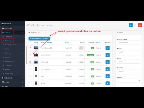 Admin Product Bulk Update Price Qty Status - OpencartTools
