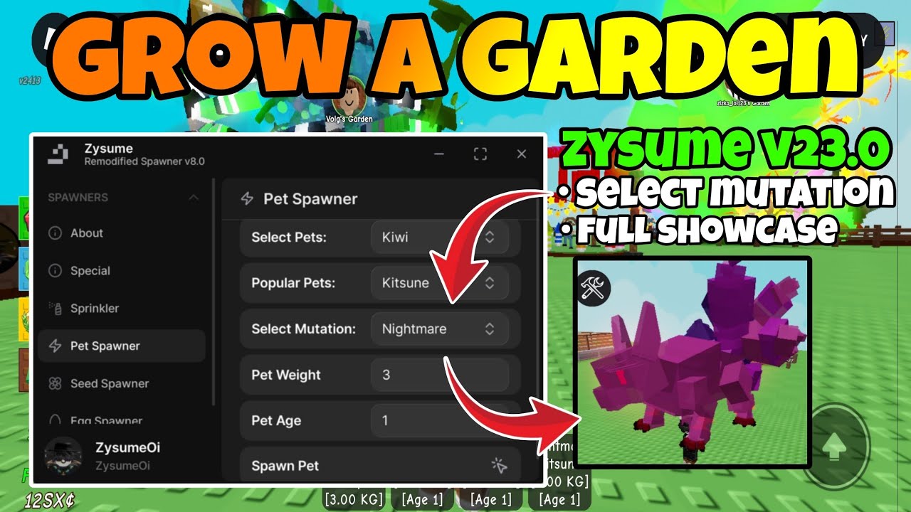 [🦊NIGHTMARE] Grow A Garden Script Pet Spawner Select Mutation Update!!!  || Roblox Script