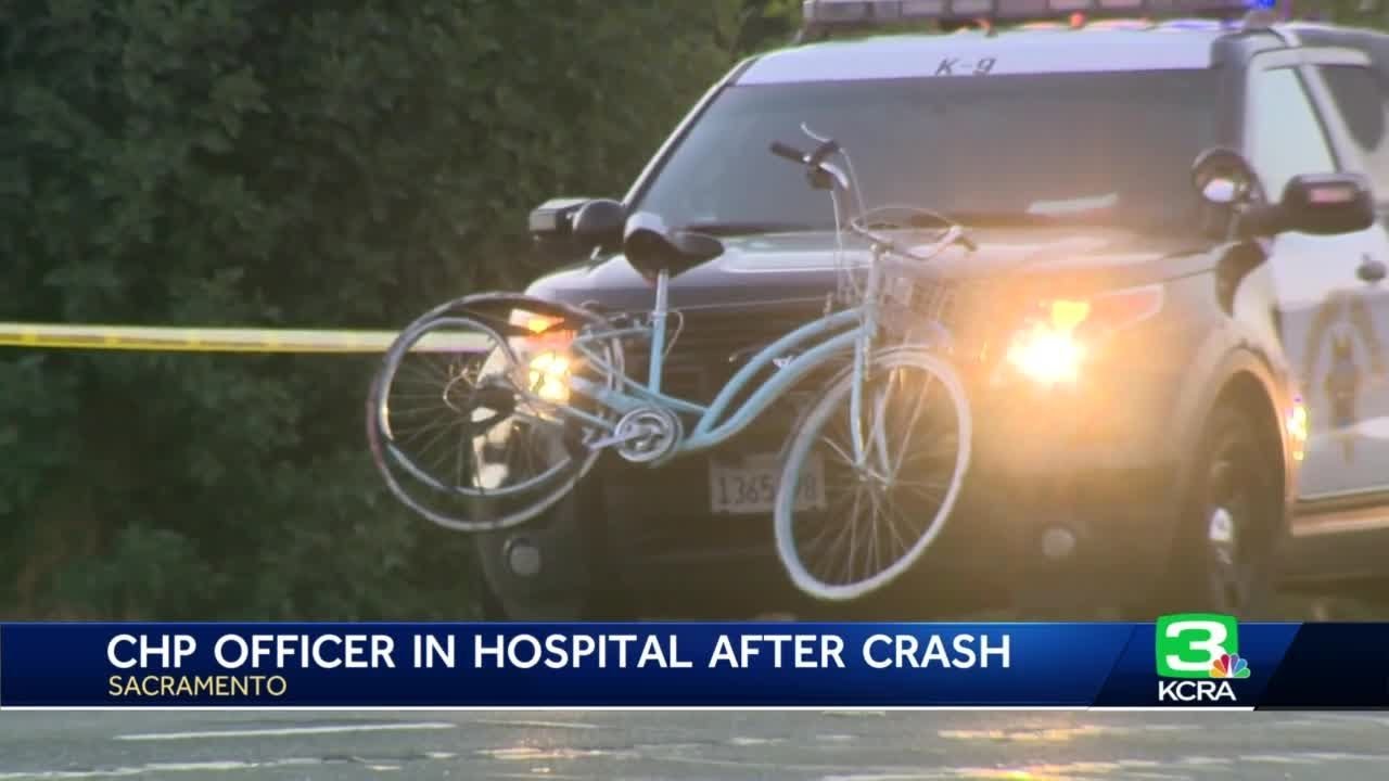 CHP officer in hospital after crash - YouTube