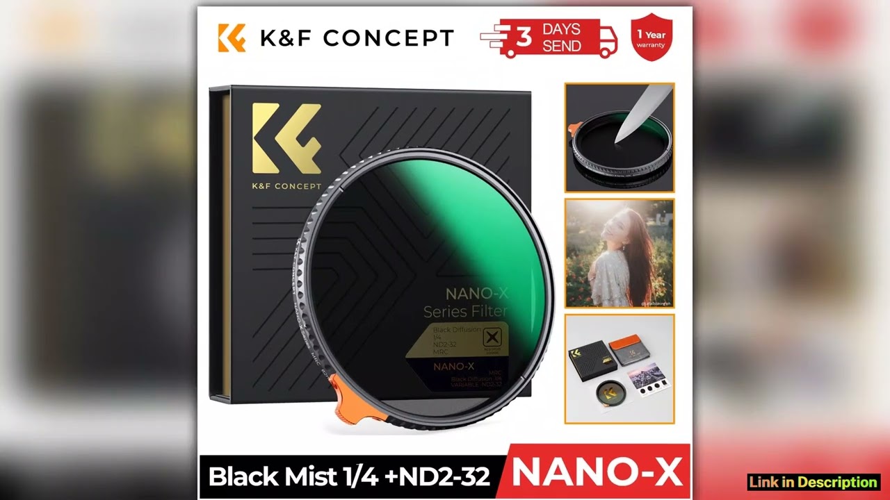 KF CONCEPT ND232 14 Black Mist Diffusion Camera Filter lens Variable 2 in 1 ND Filters Video 49mm 5