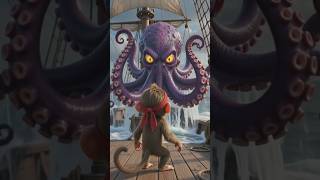 Baby Monkey vs Giant Octopus! 🐵🐙 Epic Ocean Escape #Shorts
