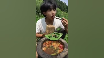 Ẩm thực miền núi - cơm thịt nấu cối đá #p11 #shorts