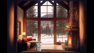 Relaxing Fire Crackle with Blowing Wind and Snow Fall!