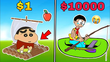 Shinchan And Nobita Play Noob Vs Pro Vs Hacker In Big Boat RUN 3D 🤣🤣 | Funny Game |