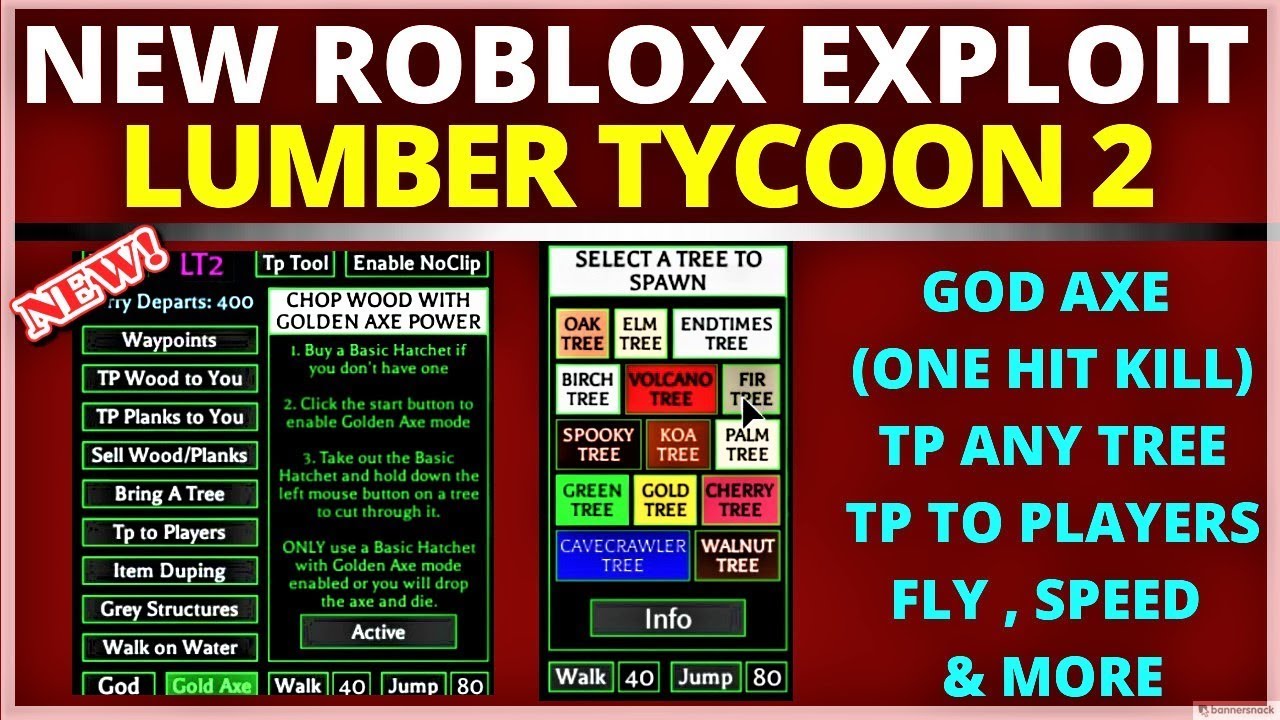 LUMBER TYCOON 2 HACK ll UNLIMITED MONEY ll GOD AXE ll FLY ll TP TREES