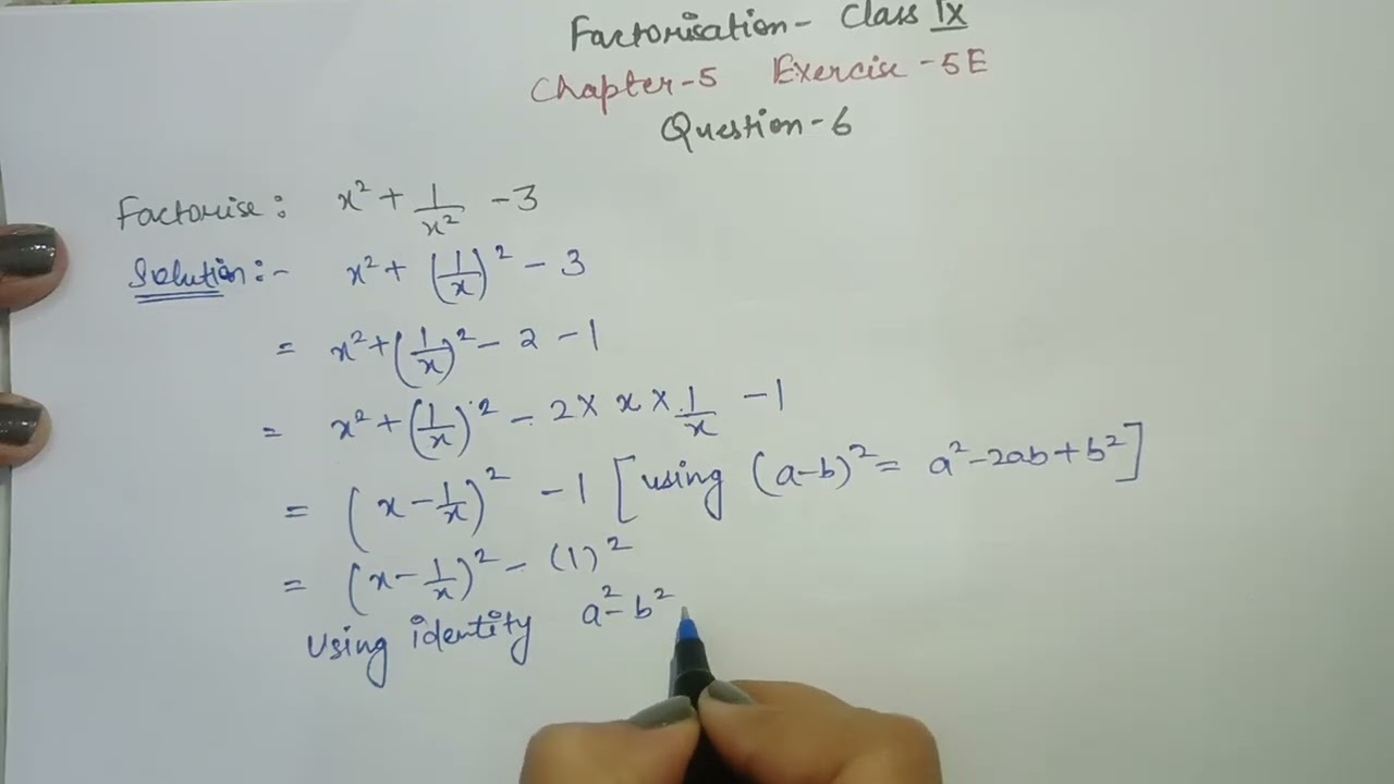 | Factorisation | Chapter - 5 | ICSE exercise - 6 E question 6 Class 9 for ICSE board 